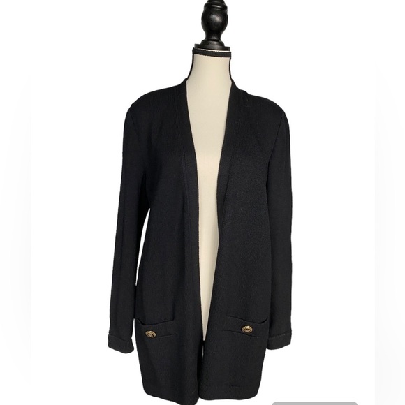 St. John basics long line cardigan enameled button S quiet luxury sweater blazer - Picture 4 of 12